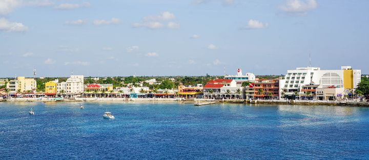 View of to coastline of Cozumel in Mexico