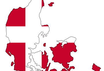 Landkarte von Dänemark mit dänischer Flagge