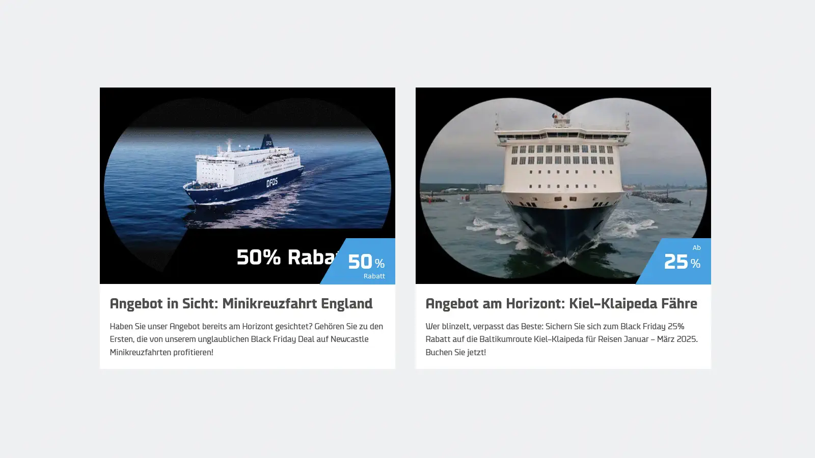 DFDS Black Friday 2024 mit 50% Rabatt auf Minikreuzfahrt und 25% Rabatt auf Fährverbinung