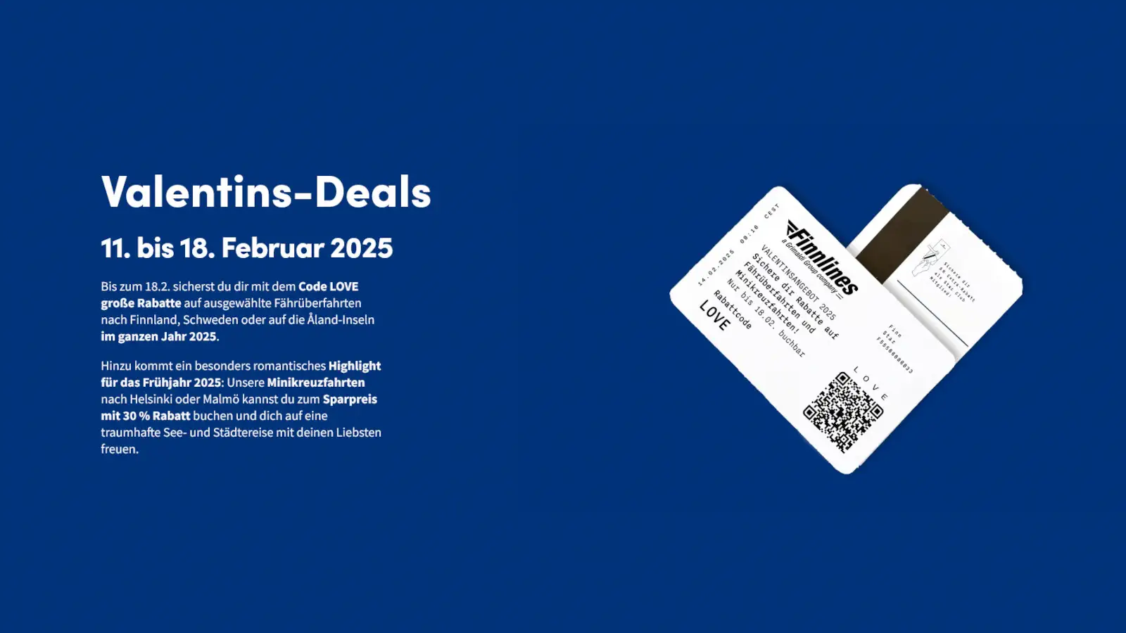 Finnlines Angebot zum Valentinstag mit 50% Rabatt
