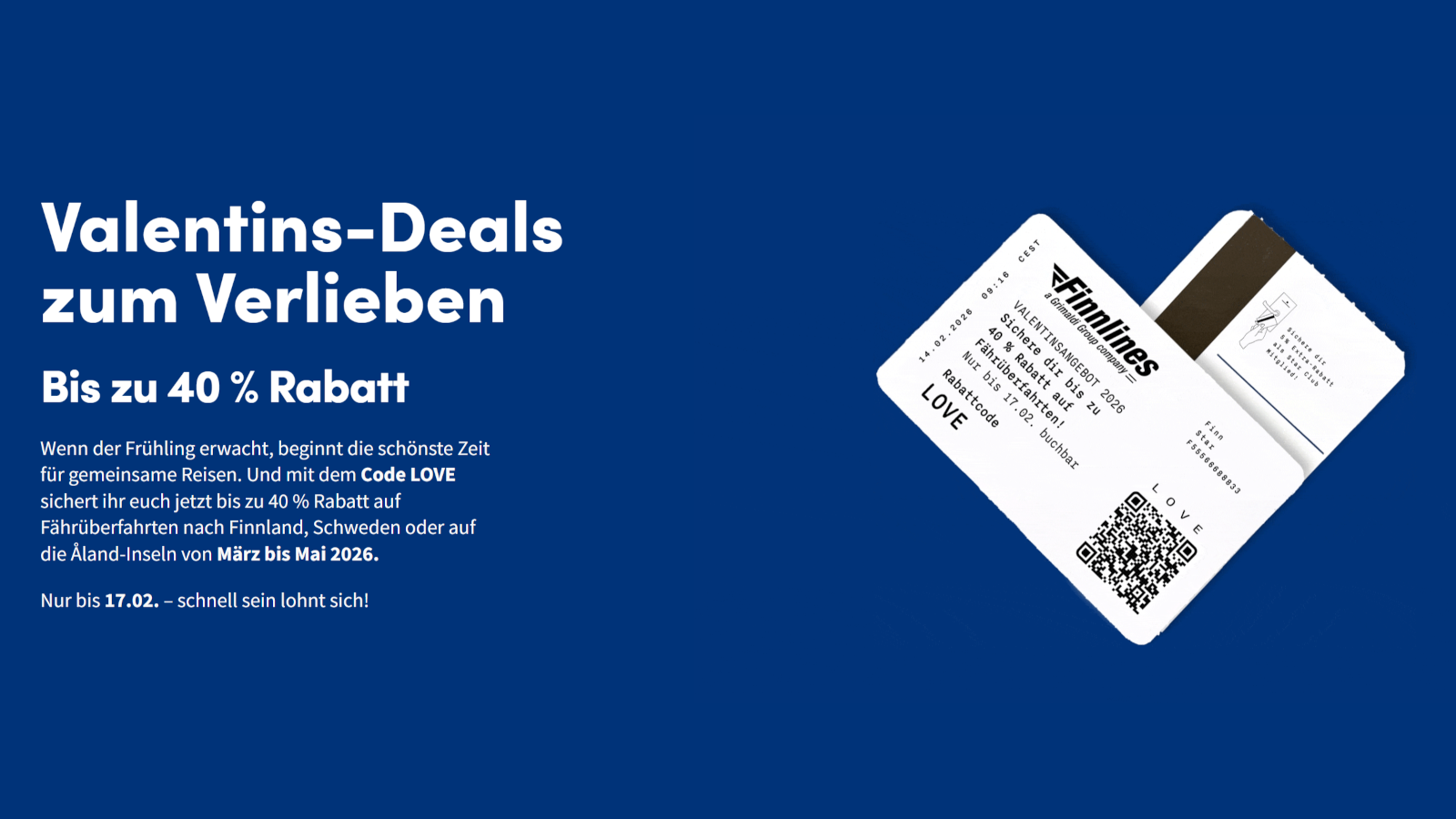 Finnlines Angebot zum Valentinstag mit bis zu 45% Rabatt