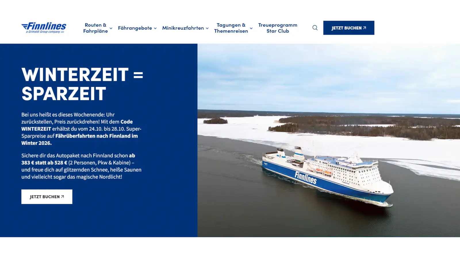 Finnlines Winterangebote für Reisen im Winter 2026.