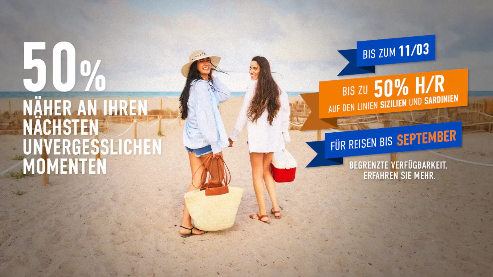 GNV Aktion zum Frauentag mit 50% Rabatt.
