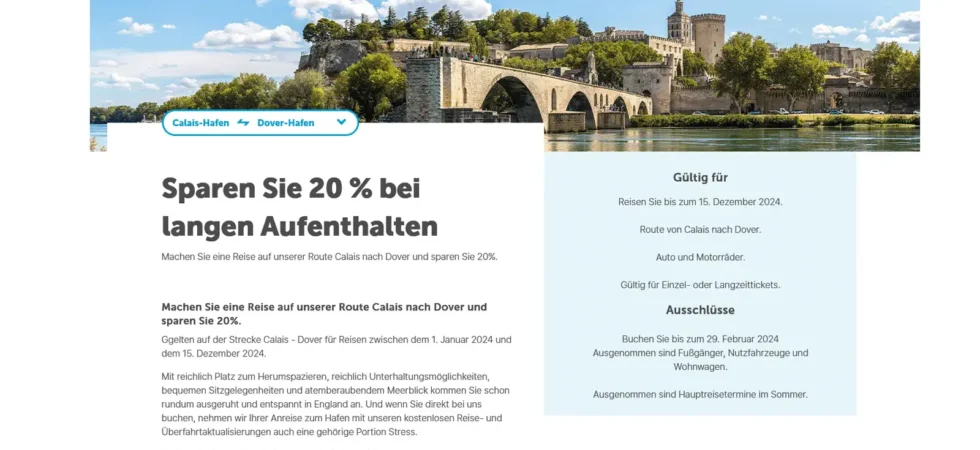 P&O Ferries Frühbucherangebot mit 15% Rabatt auf die Fähre Calais-Dover