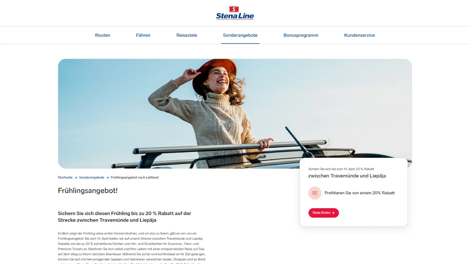 Stena Line Frühlingsangebot mit 20% Rabatt nach Lettland