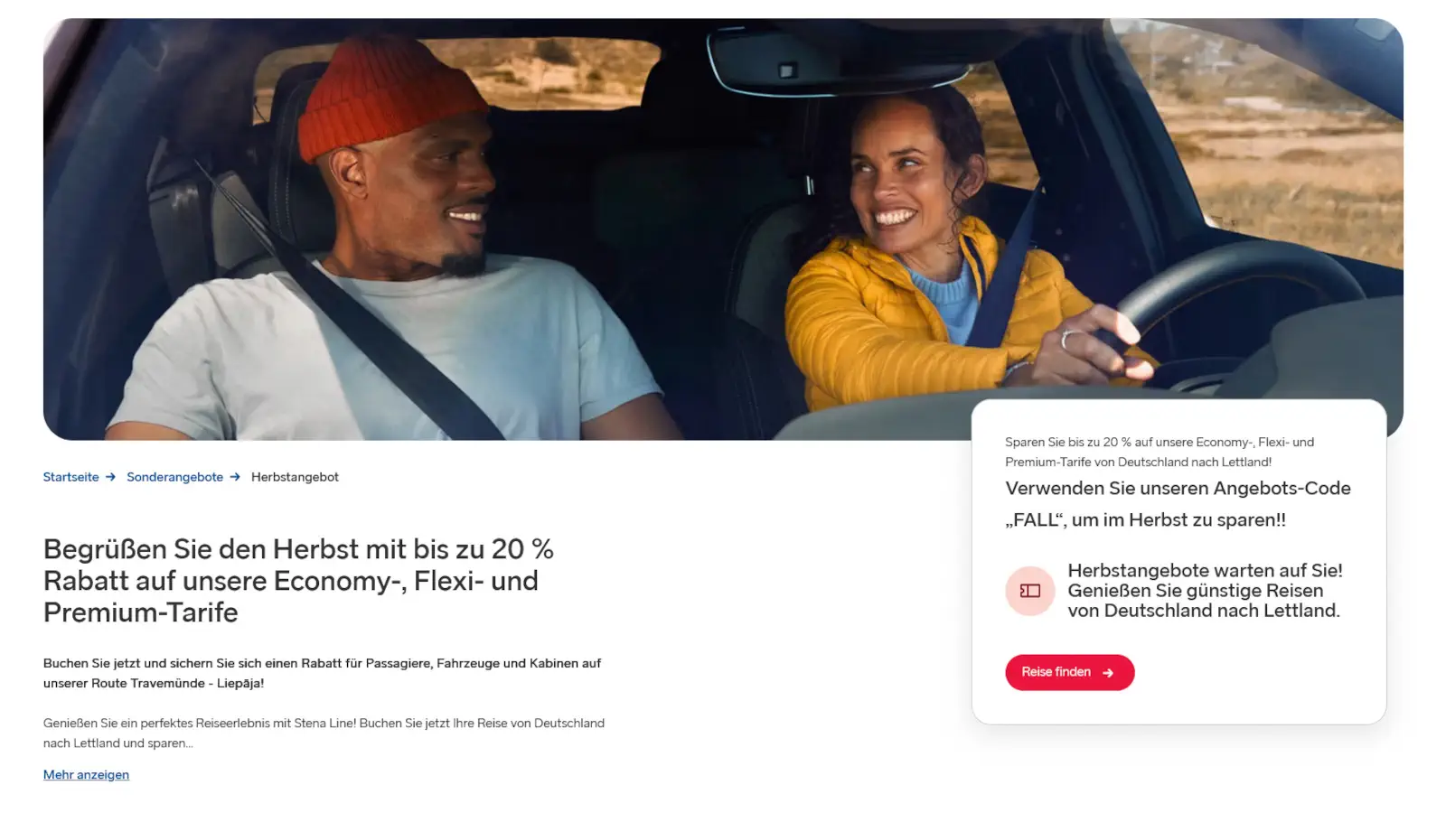 Stena Line Herbstangebot mit 20% Rabatt nach Lettland