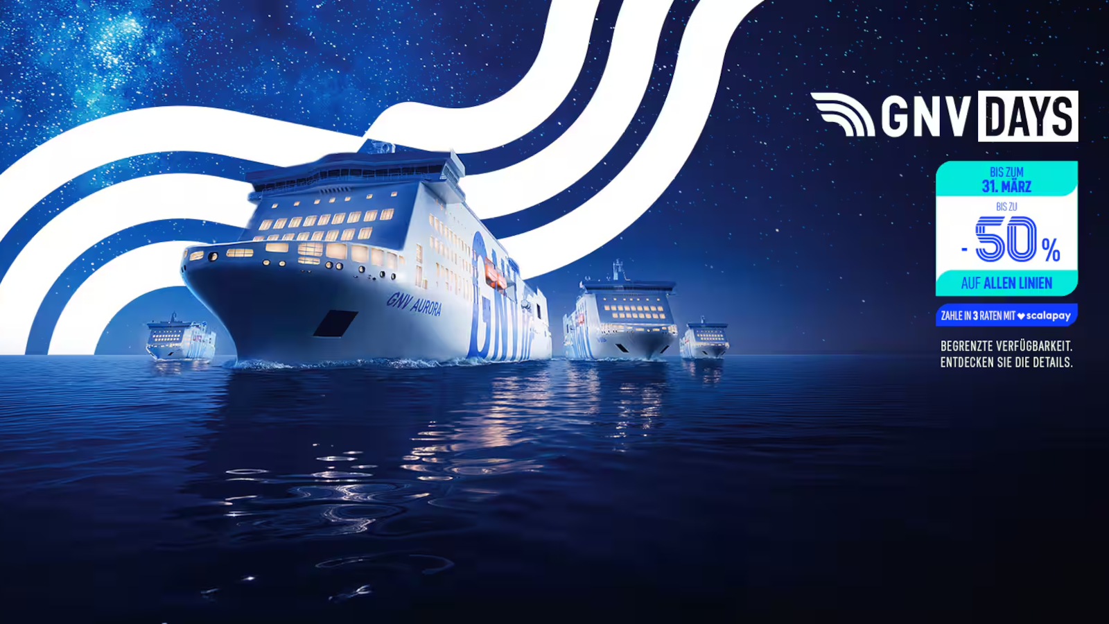 GNV Days Angebot mit 50% Rabatt auf Fähren nach Sardinien und Sizilien.