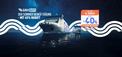 GNV Days mit 40% Rabatt auf Fähren nach Sardinien und Sizilien.