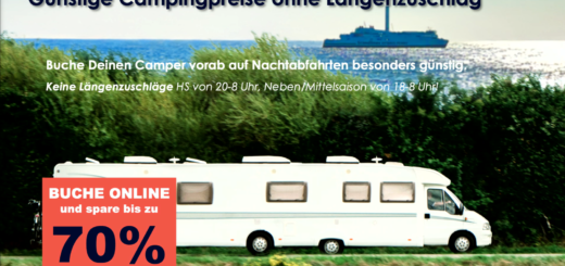 Scandlines Camper Ticket mit günstigen Preisen für Wohnmobile und PKW mit Wohnwagen ohne Längenzuschlag.